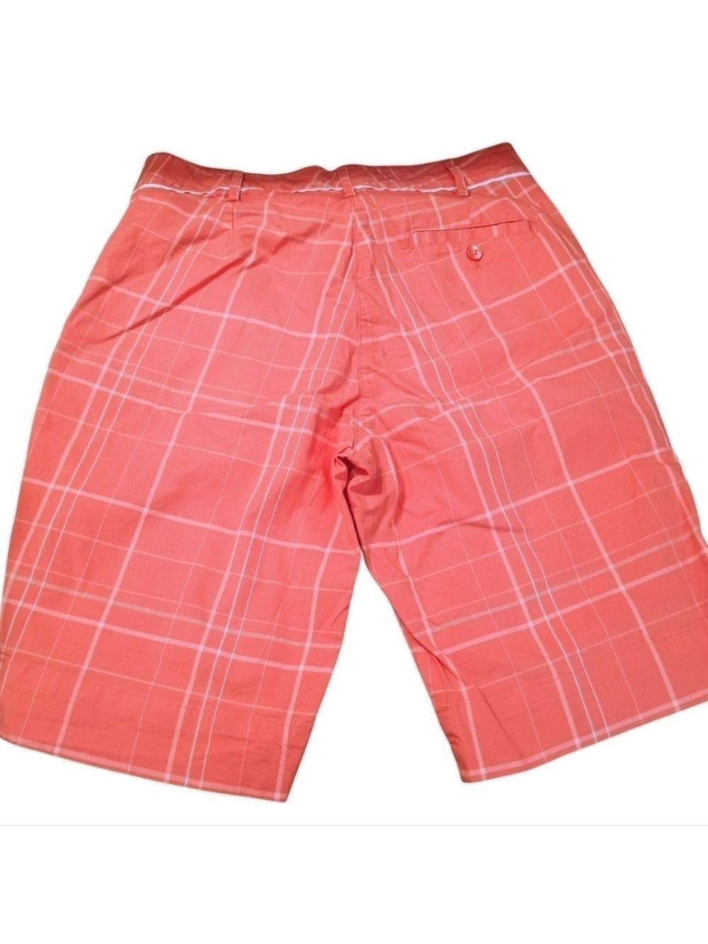 Lady Hagen Coral Plaid Golf Bermuda Athletic Shorts Size 4 - Picture 2 of 5